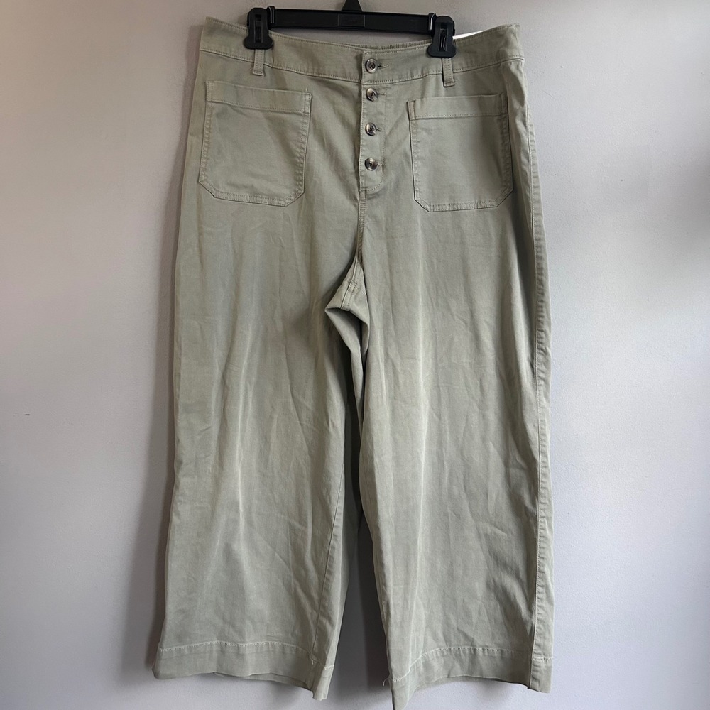 Sonoma Goods For Life High Rise Wide Leg Pants Sage Green 18 Button Fly
